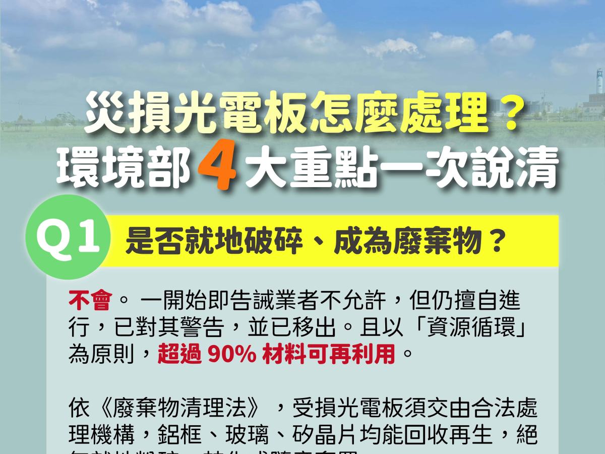 風災考驗　受損光電板加快處理